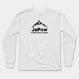 JAPOW Powder Snow in Japan - Black  | Snowboard T-shirt Long Sleeve T-Shirt